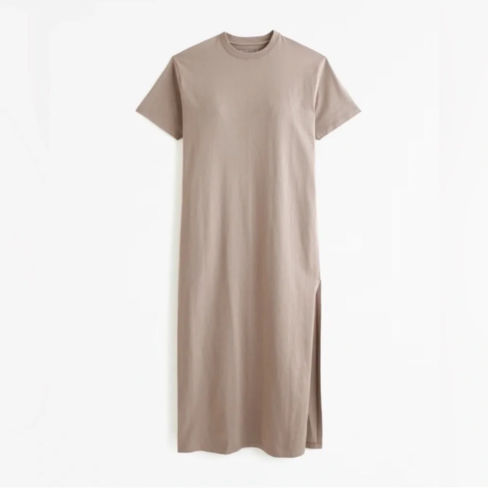 NWT Abercrombie & Fitch Taupe Khaki Maxi T-Shirt Dress, Size XLT